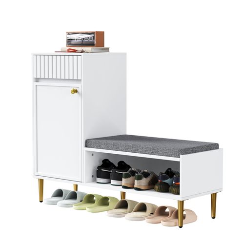 Meuble à Chaussures Avec 1 Tiroir Et 1 Porte Blanc