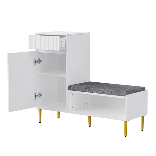 Meuble à Chaussures Avec 1 Tiroir Et 1 Porte Blanc