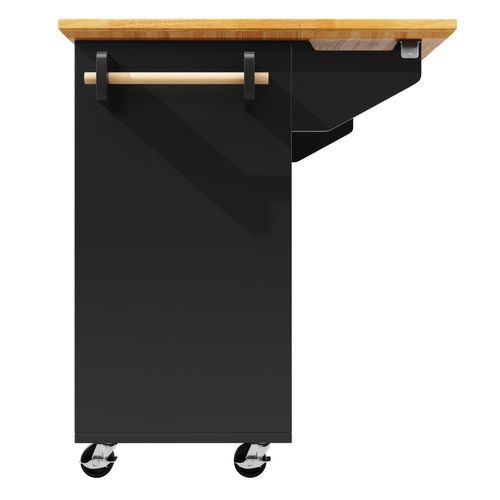 Desserte Ilot Central De Cuisine Mobile Avec 2 Portes Et 5 Tiroirs Noir