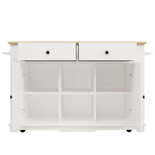 Ilot Central De Cuisine Avec 2 Portes Et 2 Tiroirs Blanc