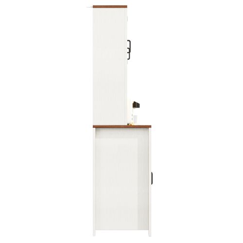 Buffet De Cuisine Avec LED, 2 Portes, 2 Portes Coulissantes, 2 Tiroirs Et 3 Niches Blanc