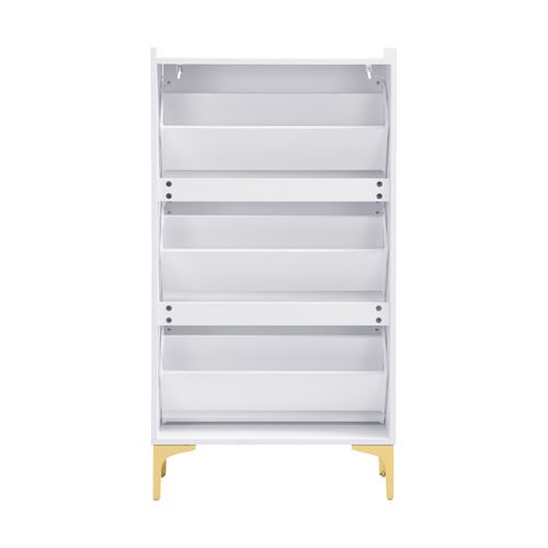 Meuble à Chaussures Avec 3 Portes Et Pieds En Métal Blanc