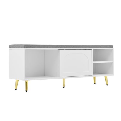 Meuble à Chaussures Avec 2 Portes Coulissantes Et 2 Niches Blanc