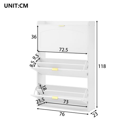 Meuble à Chaussures Avec 3 Portes Blanc