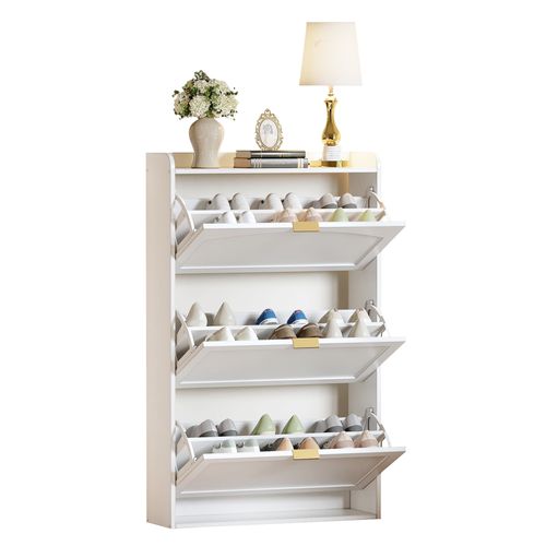 Meuble à Chaussures Avec 3 Portes Blanc