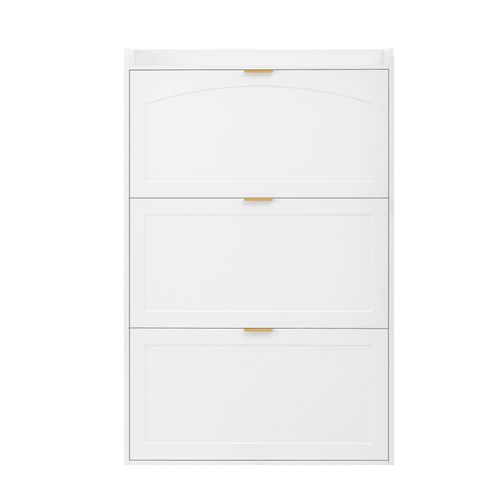 Meuble à Chaussures Avec 3 Portes Blanc