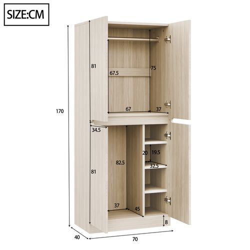 Armoire Avec 4 Portes Et 4 Compartiments Imitation Chêne