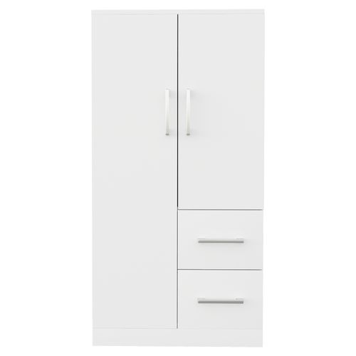 Armoire Avec 2 Portes Et 2 Tiroirs Blanc