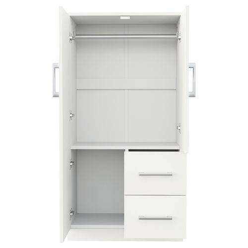 Armoire Avec 2 Portes Et 2 Tiroirs Blanc