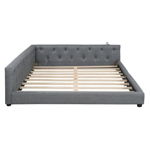 Lit 140x200 Cm Avec LED,usb Et Sommier Gris