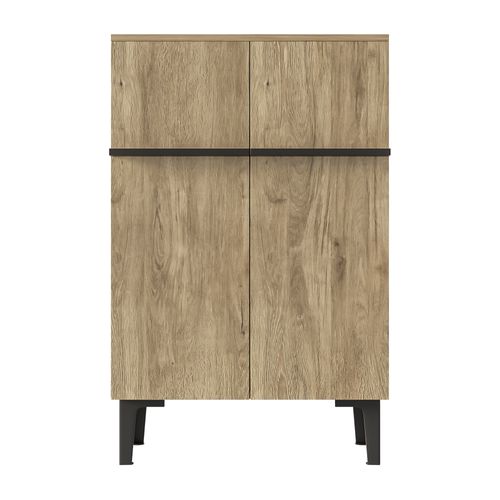 Meuble à Chaussures Avec 2 Portes Et Pieds En Métal Imitation Chêne