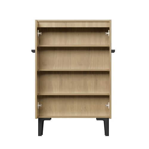 Meuble à Chaussures Avec 2 Portes Et Pieds En Métal Imitation Chêne