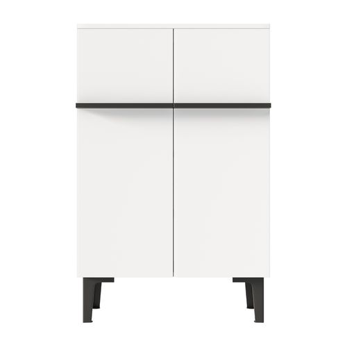 Meuble à Chaussures Avec 2 Portes Et Pieds En Métal Blanc