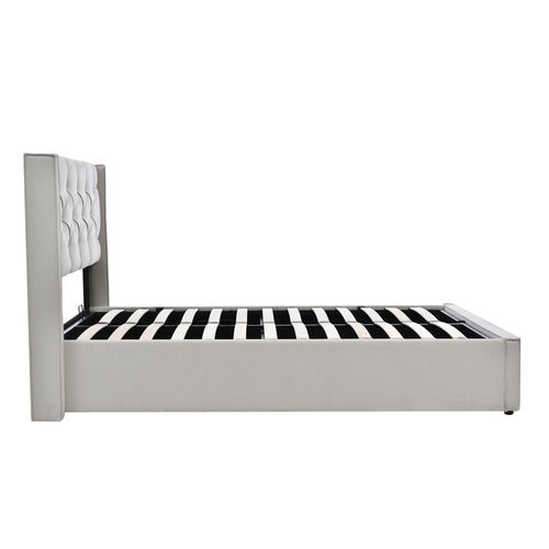 Lit Coffre à Rangement Gris Clair 160x200 Cm