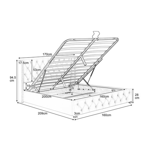 Lit Adult Lit Coffre 160 X 200cm Avec Tête De Lit Et Sommier En Beige