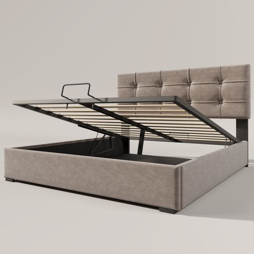 Lit Coffre à Rangement Gris Clair 140x200 Cm