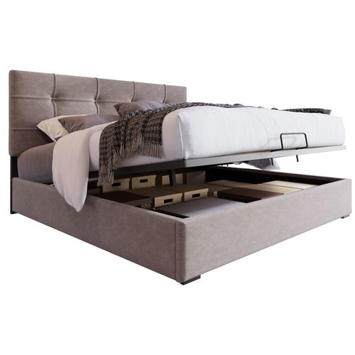 Lit Coffre à Rangement Gris Clair 140x200 Cm