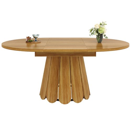 Table De Salle à Manger Ronde Extensible En Ovale 118-158 Cm Marron