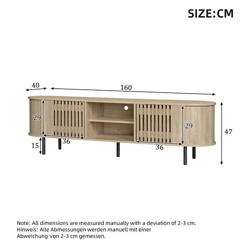 Meuble TV L.160cm Avec 2 Portes Et 2 Niches
