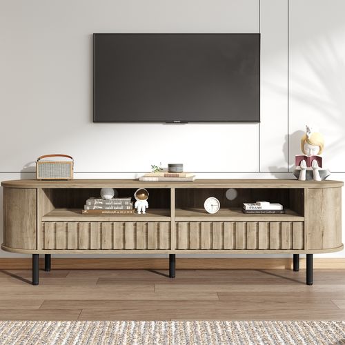 Meuble TV L.160cm Avec 2 Tiroirs Et 2 Niches Marron