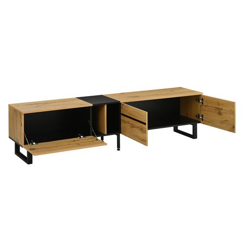 Meuble TV L.180cm Avec 3 Portes, 2 Niches Et Pieds En Métal Bois
