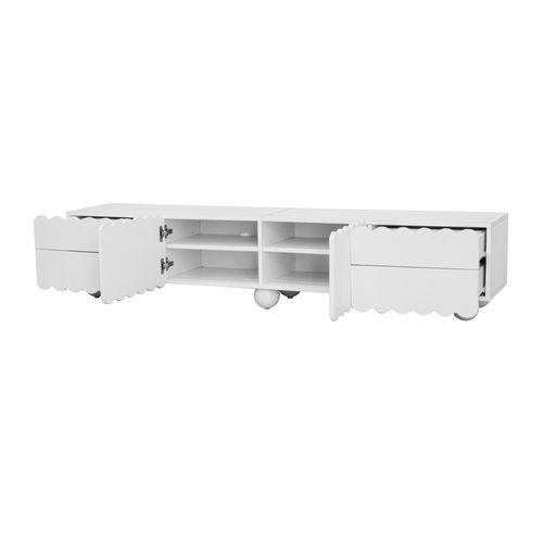 Meuble TV L.175cm Avec 2 Portes Et 4 Tiroirs Blanc