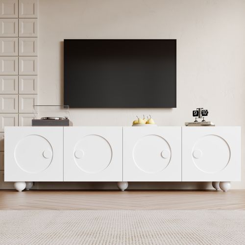 Meuble TV L.180.5cm Avec 4 Portes Blanc