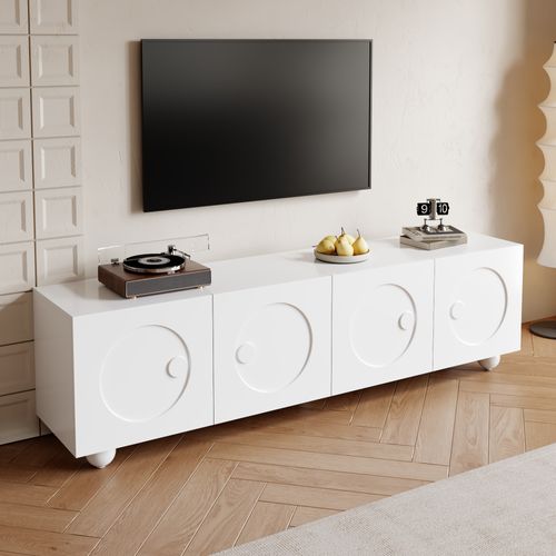 Meuble TV L.180.5cm Avec 4 Portes Blanc