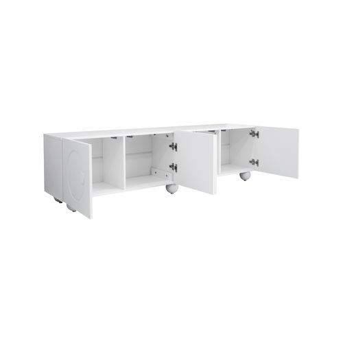 Meuble TV L.180.5cm Avec 4 Portes Blanc