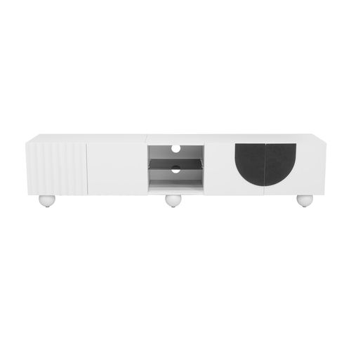Meuble TV L.180cm Avec 4 Portes Et 2 Niches Blanc