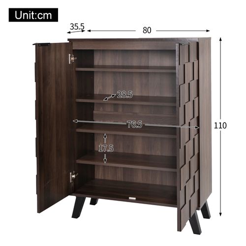 Meuble à Chaussures Avec 2 Portes Et 5 Étagères Réglables 80.5 X 35 X 109.5 Cm Marron