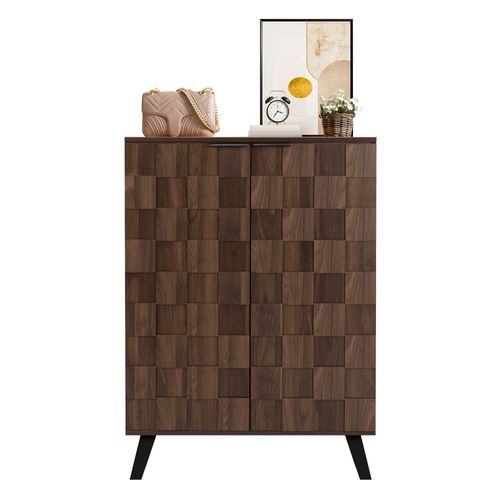 Meuble à Chaussures Avec 2 Portes Et 5 Étagères Réglables 80.5 X 35 X 109.5 Cm Marron