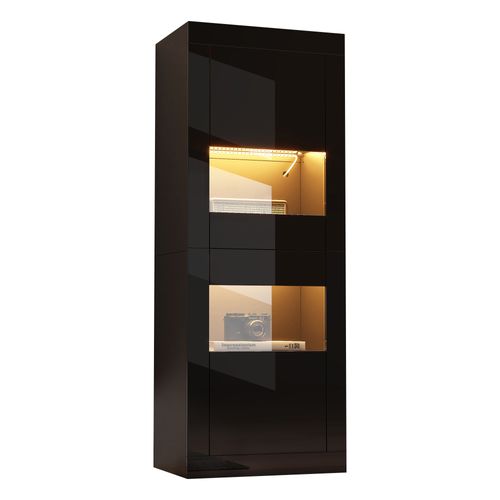 Vitrine Avec LED Et 2 Portes Noir