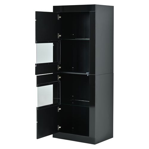 Vitrine Avec LED Et 2 Portes Noir