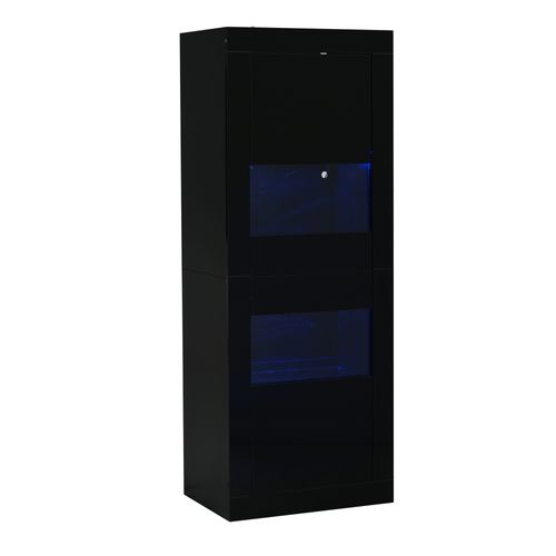 Vitrine Avec LED Et 2 Portes Noir