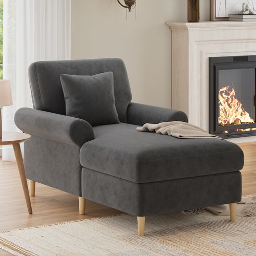 Fauteuil Fixe 133 X 87 X 90cm Velvet Gris