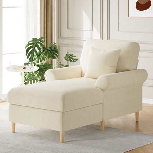 Fauteuil Fixe 133 X 87 X 90cm Velvet Beige