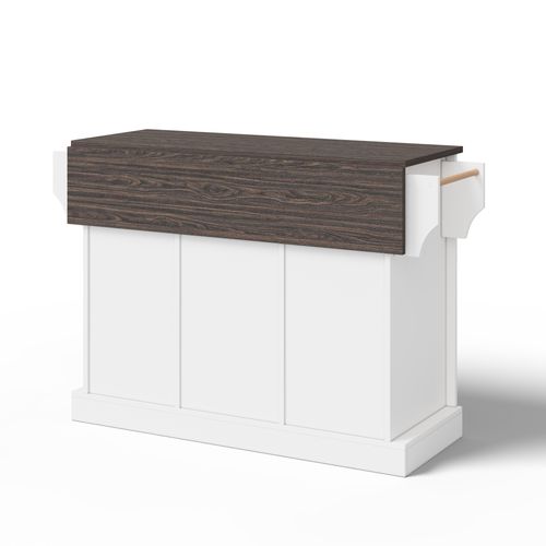 Ilot Central Ilot De Cuisine Avec 2 Portes Coulissantes Et 2 Tiroirs Blanc