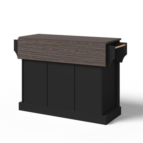 Ilot Central Ilot De Cuisine Avec 2 Portes Coulissantes Et 2 Tiroirs Noir