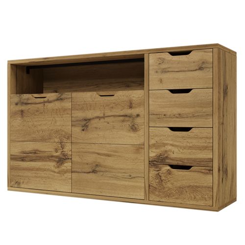 Buffet Avec 2 Portes, 4 Tiroirs Et 1 Niche Marron