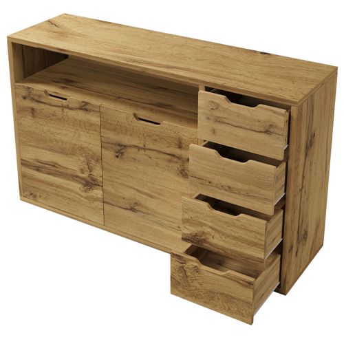 Buffet Avec 2 Portes, 4 Tiroirs Et 1 Niche Marron