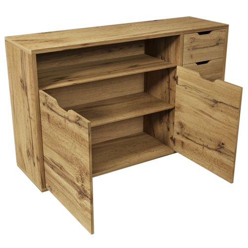 Buffet Avec 2 Portes, 4 Tiroirs Et 1 Niche Marron