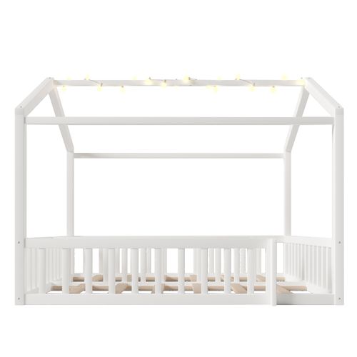 Lit Enfant Cabane  2 X 90 X 190 Cm Avec LED Blanc