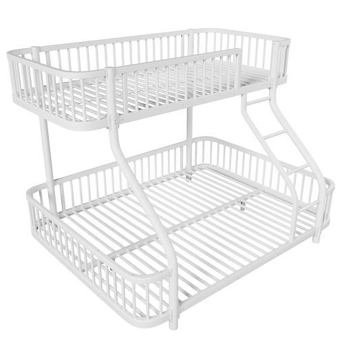 Lit Superposé 140 X 200 Cm + 90 X 200 Cm En Métal Blanc