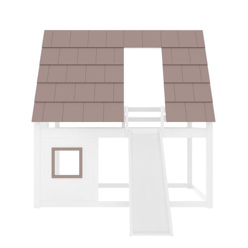 Lit Mezzanine 140 X 200cm Avec Échelle Et Toboggan Blanc