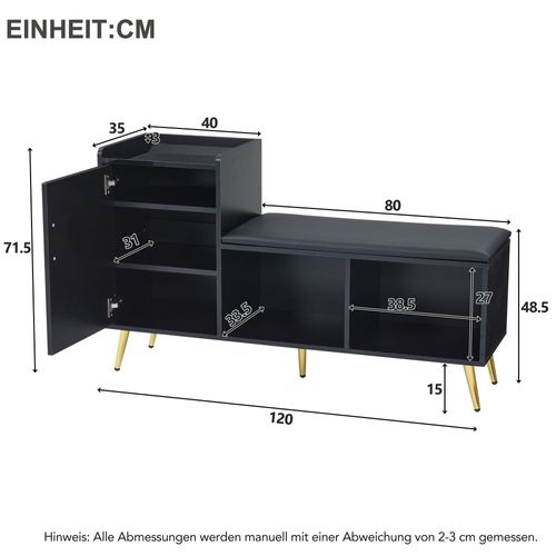 Meuble à Chaussures Avec 1 Porte Et 2 Niches Noir