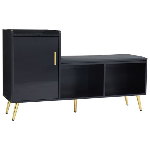 Meuble à Chaussures Avec 1 Porte Et 2 Niches Noir