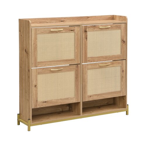 Meuble à Chaussures Avec 4 Tiroirs En Rotin Imitation Chêne