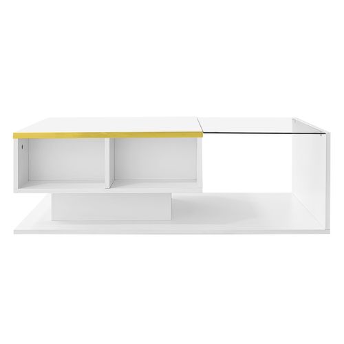 Table Basse Avec 1 Porte Et LED Blanc