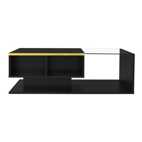 Table Basse Avec 1 Porte Et LED Noir